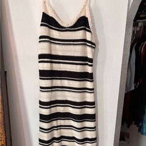 Chic Black and White Striped Maxi Dress
